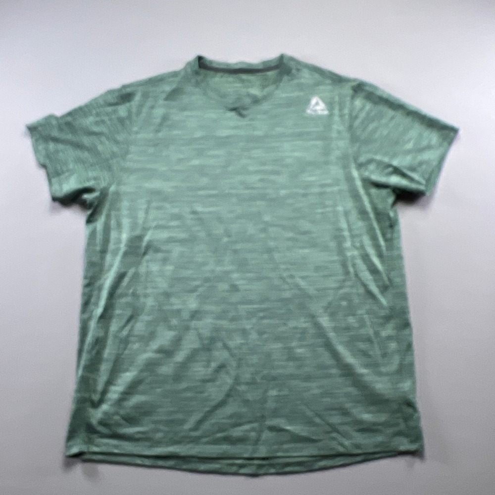 Reebok Performance T Shirt Mens Large Green Space Dyed Workout Moisture Wicking